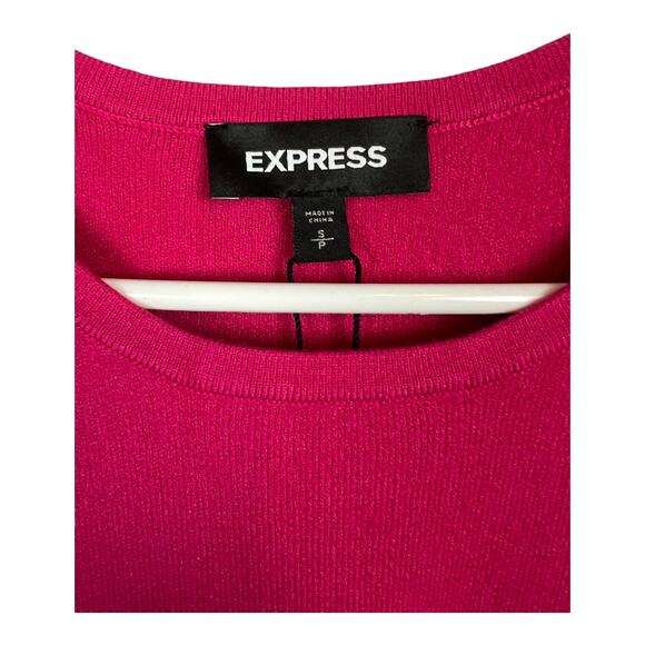 Express fuchsia pink balloon sleeve sweater knit pullover small nwt new $74 - Picture 4 of 9